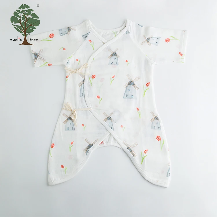 Муслин елка новый милый ребенок органических одежда хлопковый комбинезон