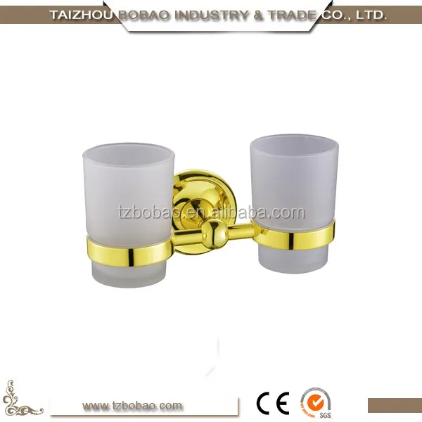 Отель Оборудование Для Ванной Латунь Золотой Очки Держатель Зубной Щетки Чашки