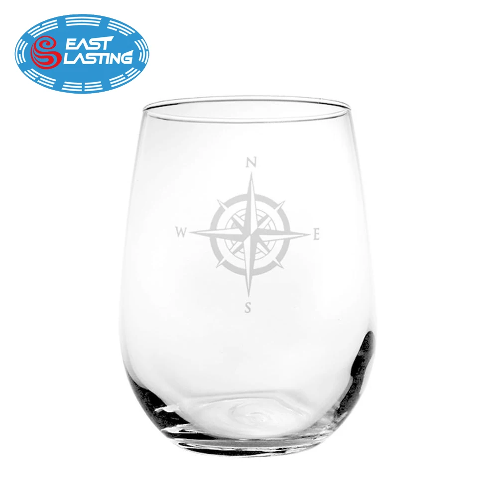 
Anchor laser engraved custom branded logo stemless wine glass tumbler for red or white wine 