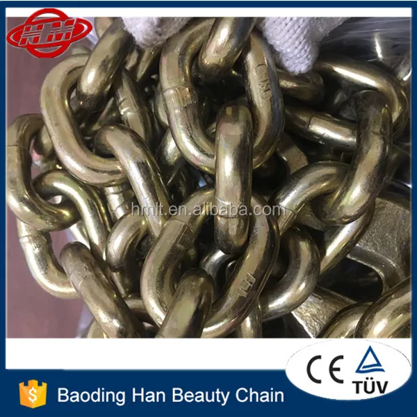 10mmx6m yellow zinc galvanized G80 lifting chain with hooks