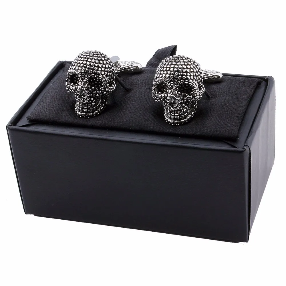 Haosen Wholesale Luxury Novelty Mans Dress Shirt Black Dead Skull Cufflinks  or Tuxedo Studs for Party