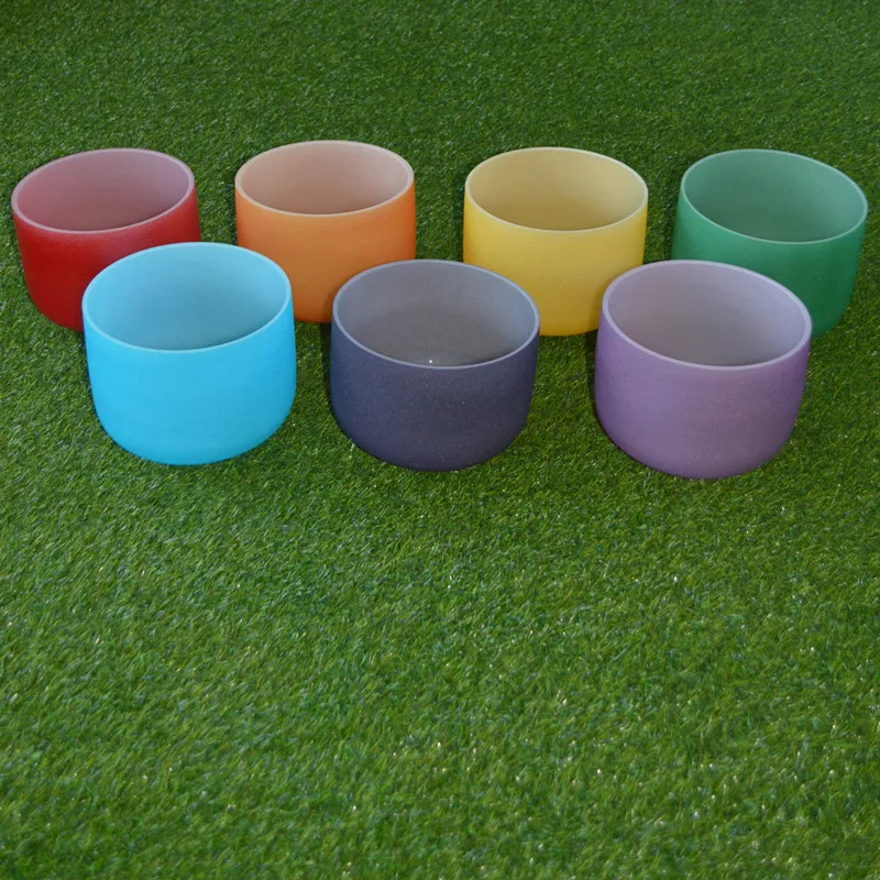 Набор чакр, звукоисцеляющая цветная Поющая чаша из матового кристалла, 7 различных цветов чакр, Кварцевая Поющая чаша