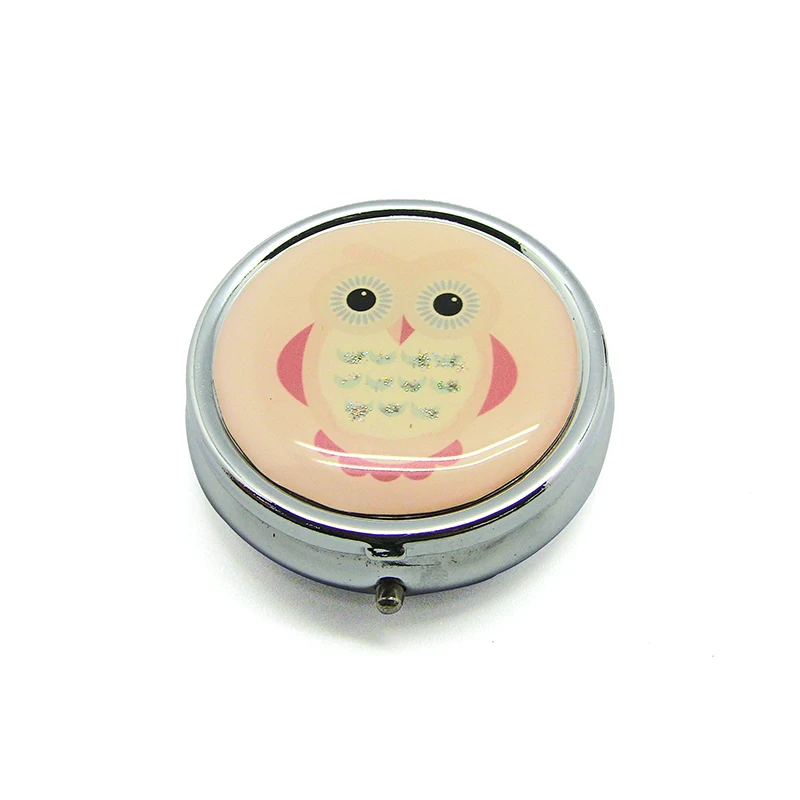Wholesale custom round cute decorative acrylic mini metal pillbox/pill box