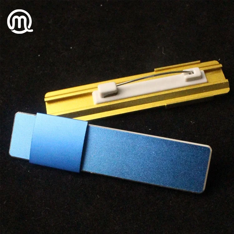 
design your own engraved LOGO or printed metal name tags with small metal cover 