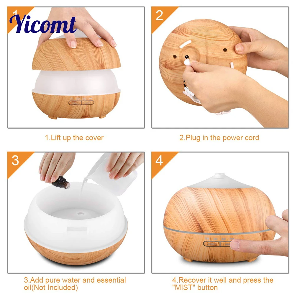 
Acemax Smart Wi-Fi Essential Oil Diffuser, Works With Amazon Alexa, 400Ml Wood Grain Cool Mist Aroma Humidifier With 7 Colored 