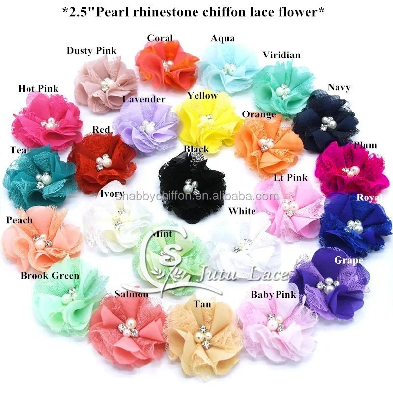 New hair accessories mini craft flower- handmade pearl center chiffon flower-Vintage Chiffon Lace Flower