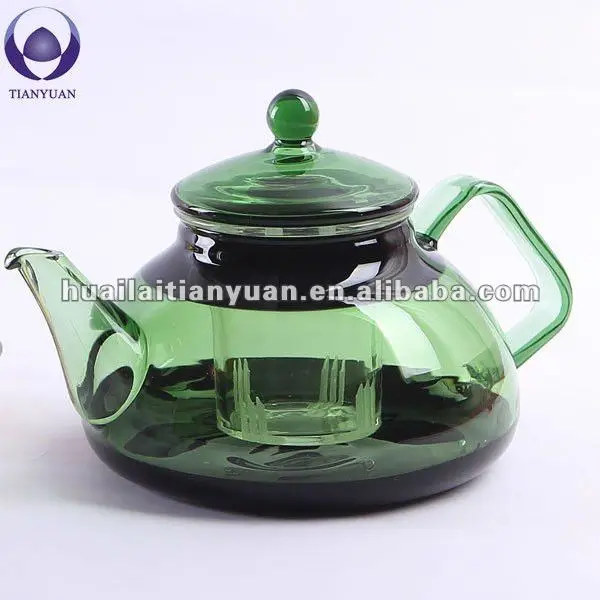 heat resistant hand made colored glass tea sets