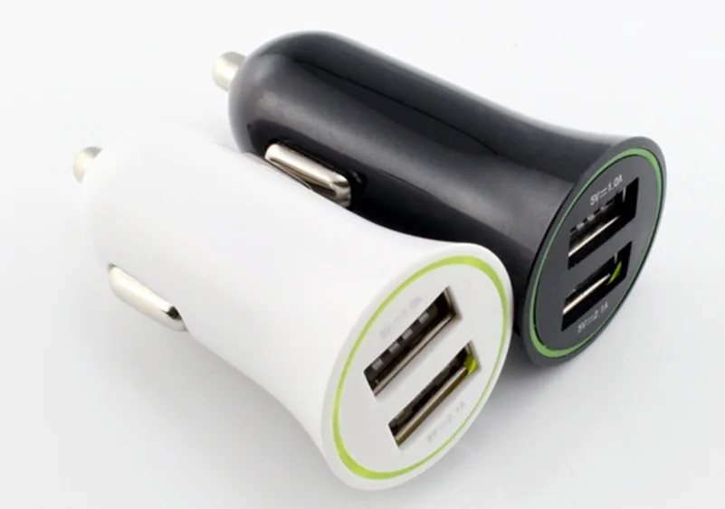 Small Horn Shape 5V 2.1A 2 Port Dual Two USB Car Charger Adapter