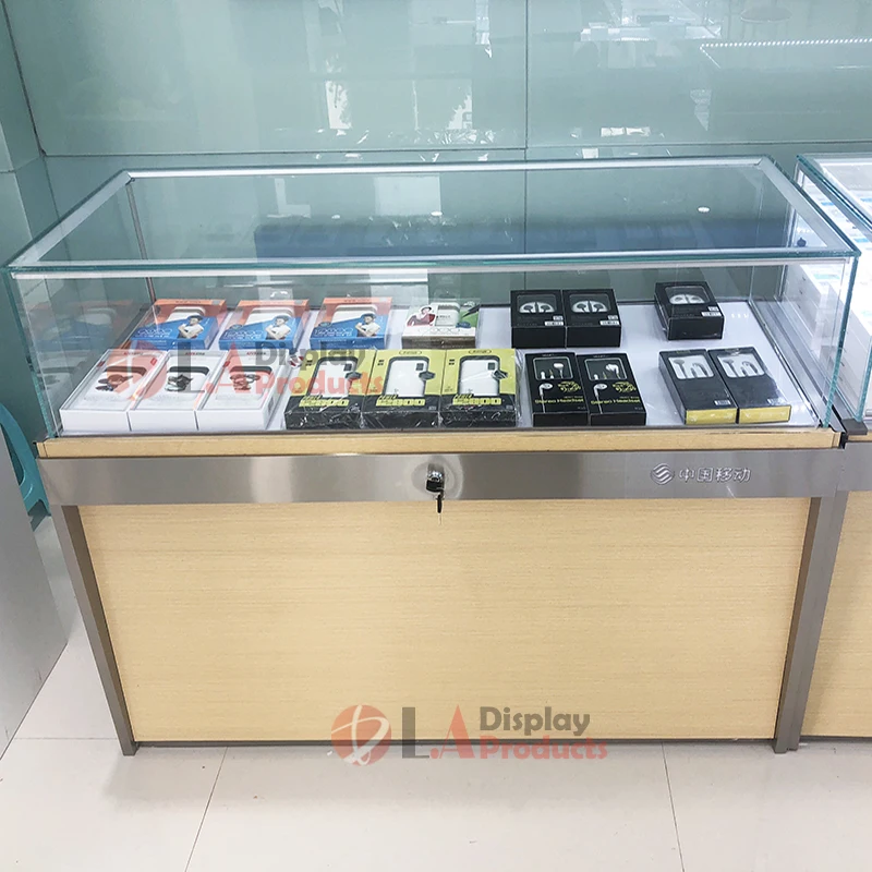 Factory custom made jewelry  glasses display showcase front open glass display showcase