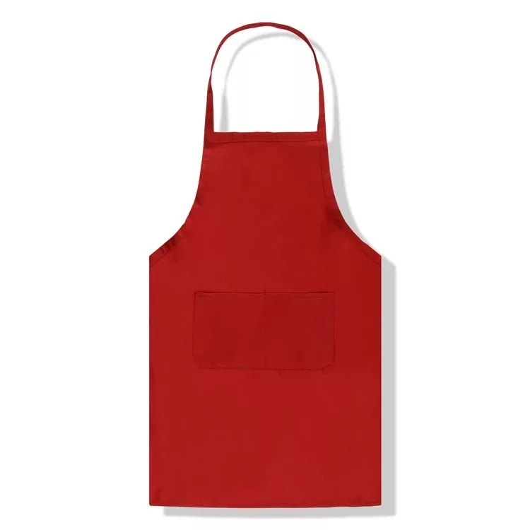 Free Shipping Customized Your Logo 2 Front Pockets Plain Color Comfortable Unisex Waiter Apron, Hotel Apron