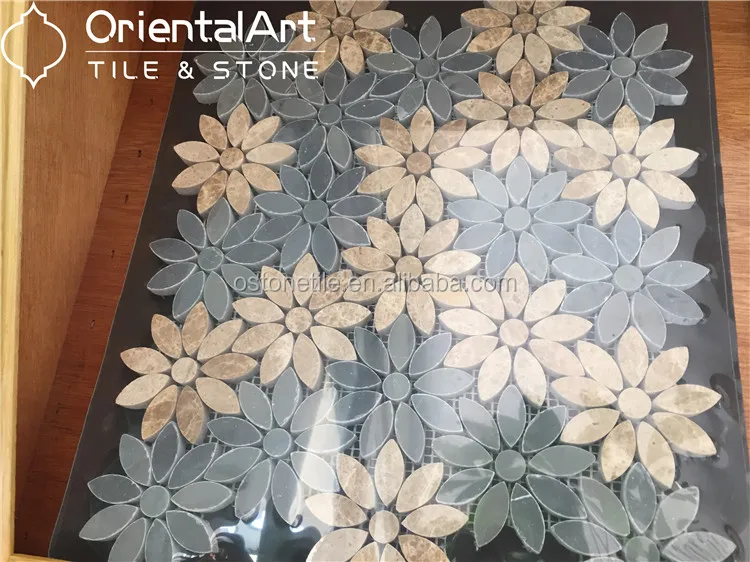 Flower pattern Marble mosaic kitchen wall tile