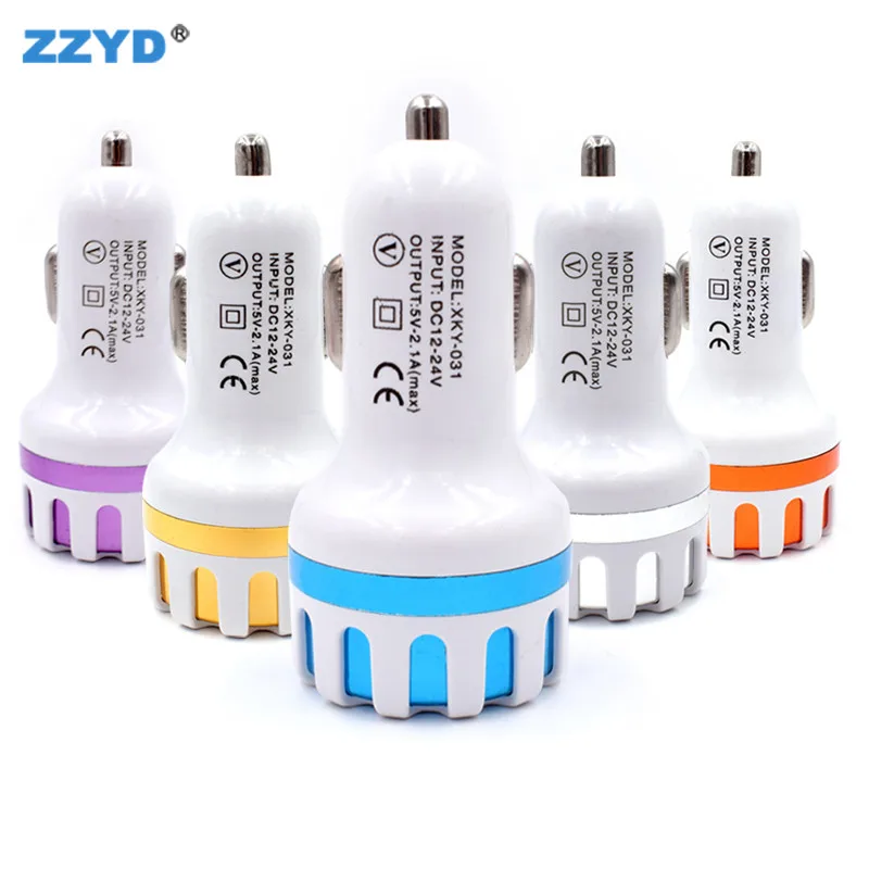 
ZZYD 2.1A Dual Port Sunflower Head USB Dual Adapter Car Charger for Universal Smart Phone 