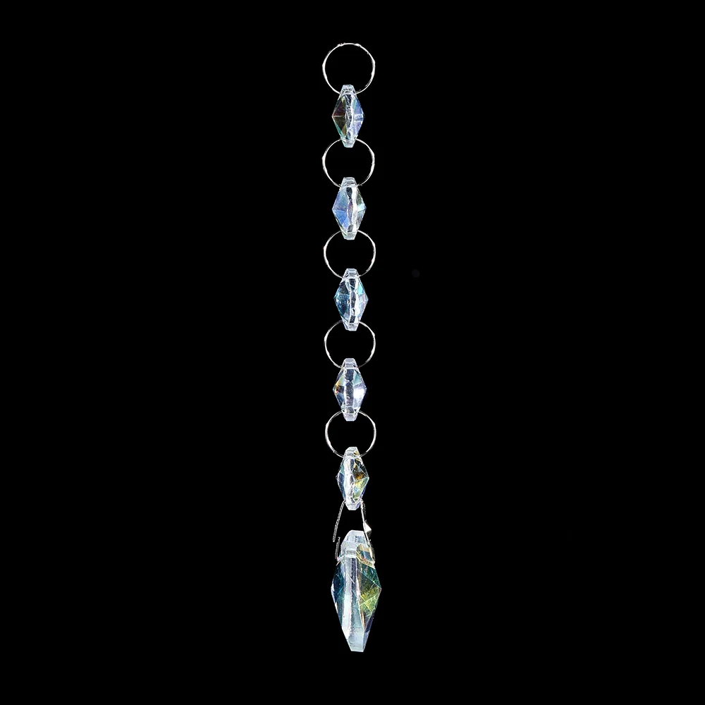 Cheap crystal octagon bead suncatcher glass strand garland hanging heart shape pendant for home wedding