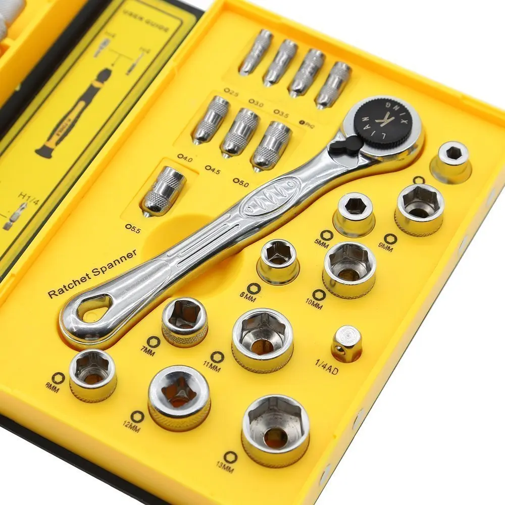 E-Durable 41pcs Mini Flex-head Ratcheting Screwdriver Set, with Micro Screw Driver Bits and Metric Socket Sets