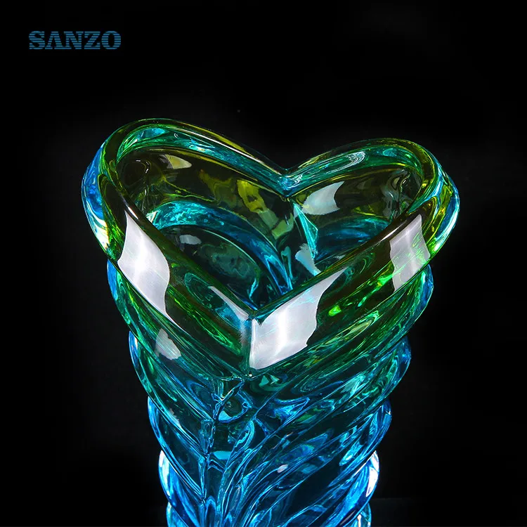 Sanzo Custom Glassware Manufacturer frosted bottle round colour glass vase mini glass vase