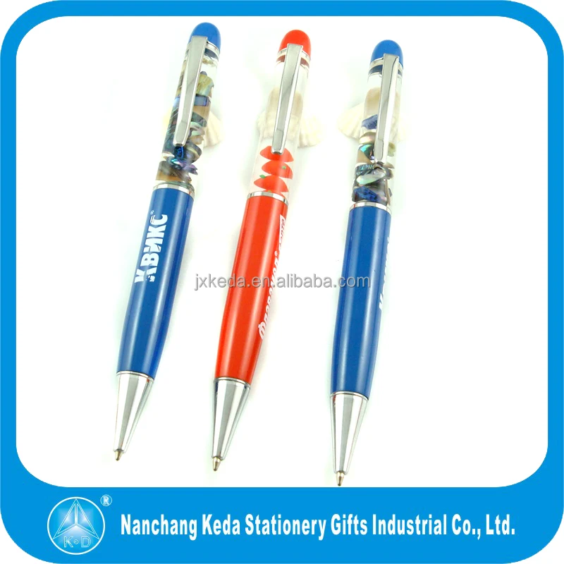 Sand Clock Metal Parts And Plastic Acrylic Ball Pen Promotional & Advertising Floater & Logo Liquid motionFloating Pen