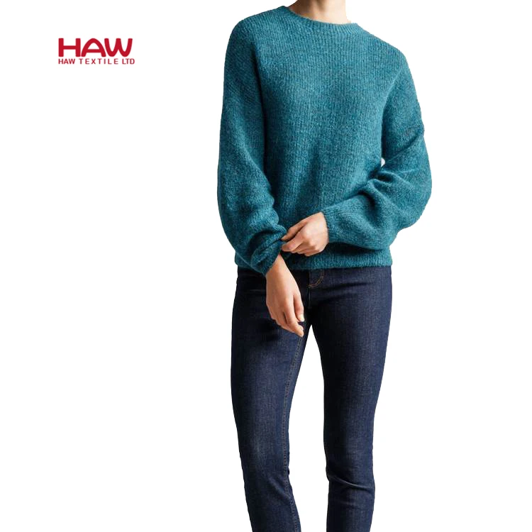 
OEM Custom Pullover Warm Woolen Women Cashmere Mohair Knit Sweater For Ladies 