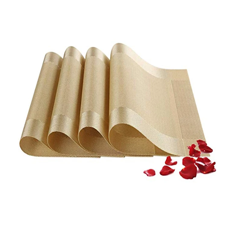 
Wholesale Promotional Price Customized Gold Color Gift set PVC placemat, vinyl table Dining placemat 