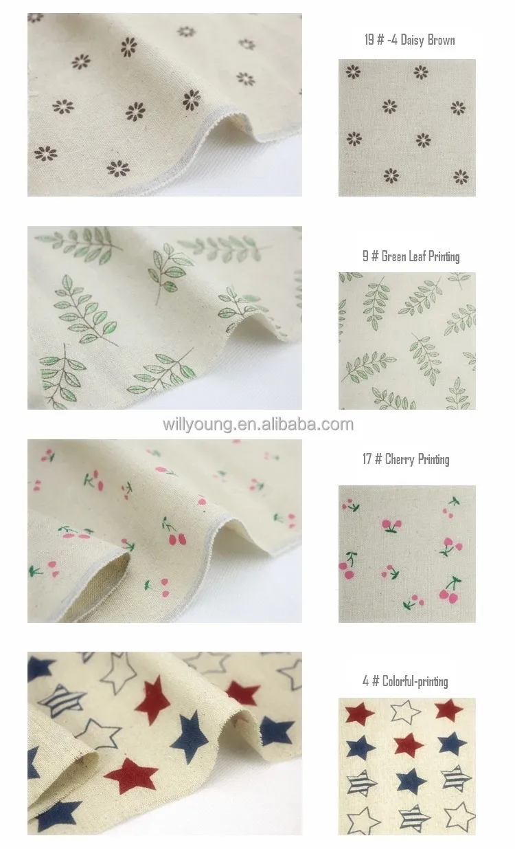 cotton linen fabric 85% linen 15% cotton mix knit fabric print fashion patterns for tote bag shopping bag hotel curtain