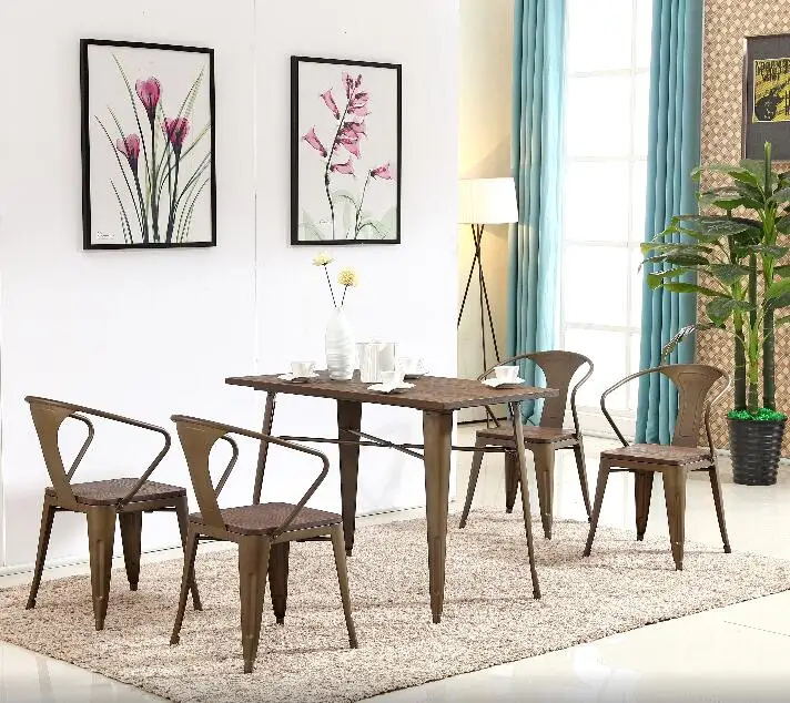 Strong High Quality Metal Iron Restaurant Chair Sets bar Coffee Shop Table and