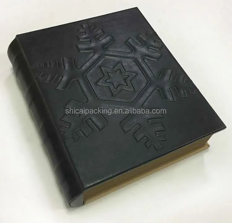
China Supplier Luxury Book Shaped Black Leather Jewelry Box For Gift 