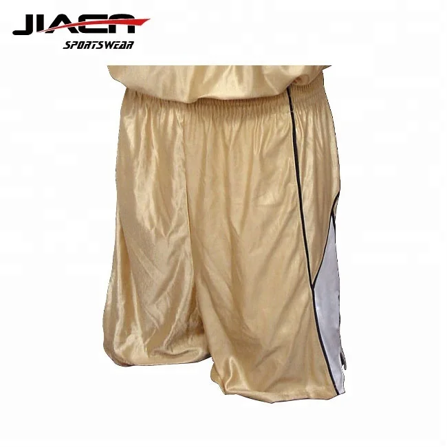 customized sublimation blank shiny basketball shorts dazzling gold basketball uniform