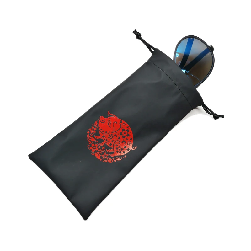 Silk Screen Printed Pu Leather Glasses/Eyeglasses/Sunglasses Pouch Bag