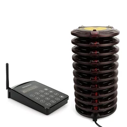 Long Range IP54 waterproof FM technology Wireless coaster paging queue management system for Restaurant Clinic Church Cafe Shop