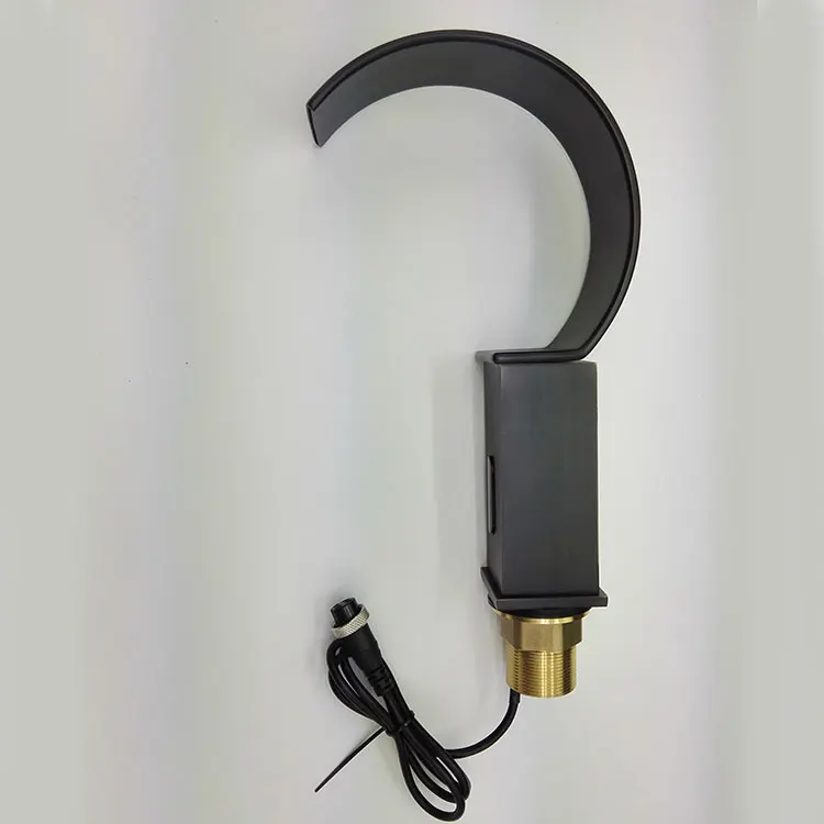 Black finishing brass material circle sensor water mixer faucet for lavatory wachroom