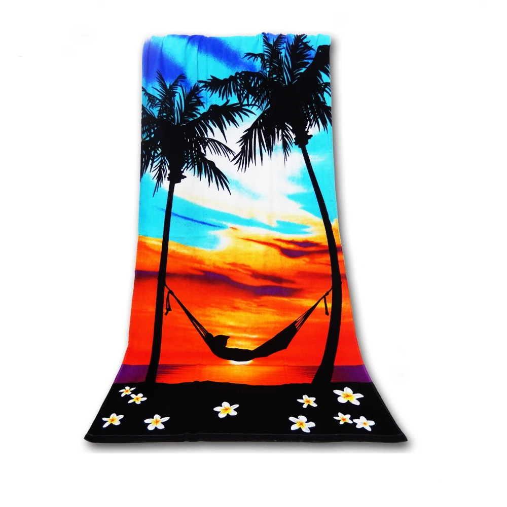 New design towel supplier velour wholesale printed cotton beach towel terry set