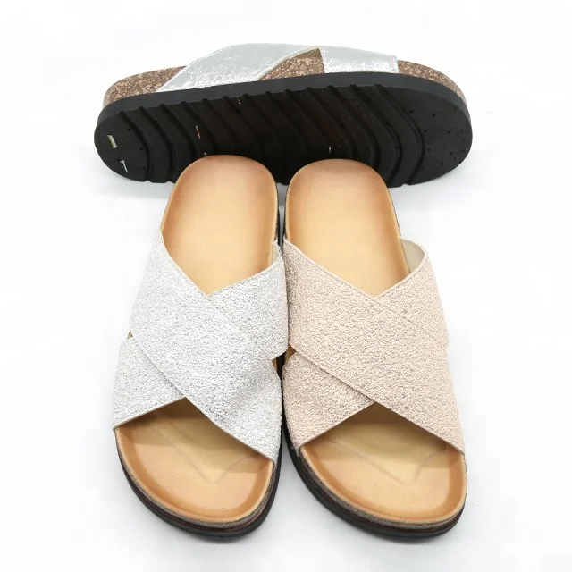 Fancy Bling Bling Upper PVC Slippers Shoes For Women Platform Sandals Ladies Cork Sole Slide Sandals