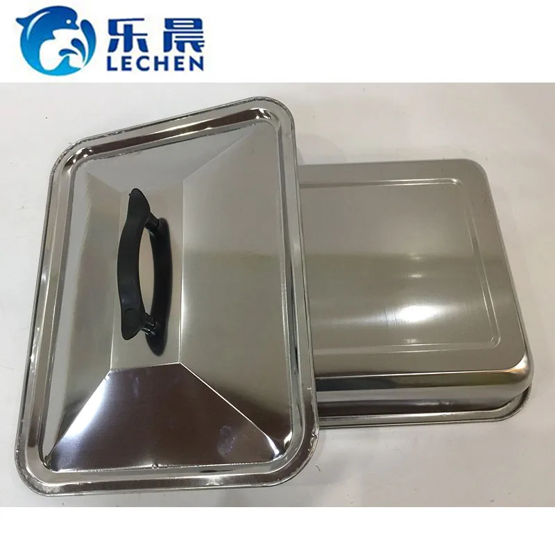 food tray stainless steel cold buffet tray display tray  with Lid  bake ware 36*27*7 cm