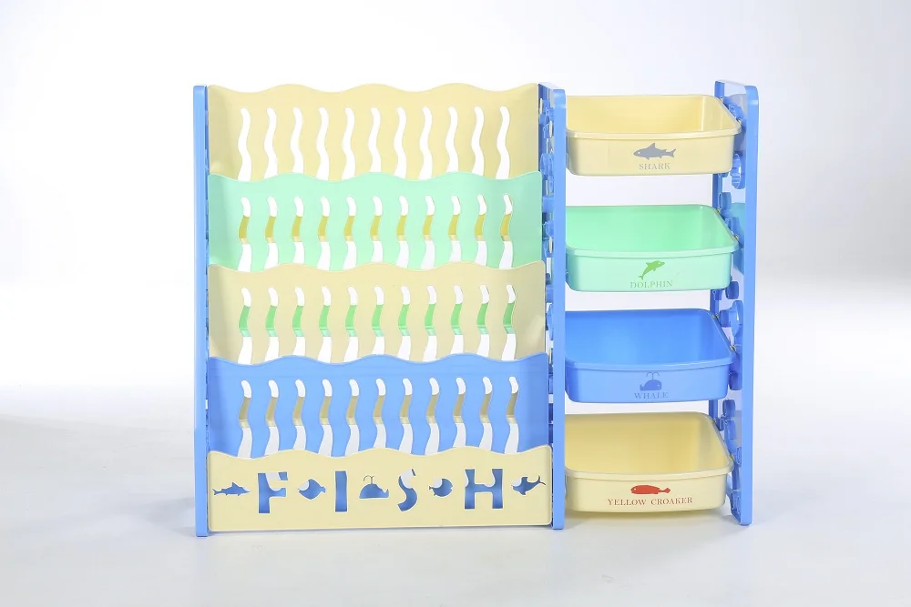Low price 4 Layers plastic kids book shelf  children plastic bookshelf