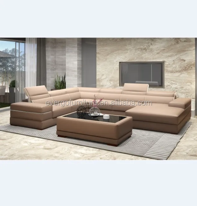 
Evergo furniture corner sofa living room sectional leather sofa set 