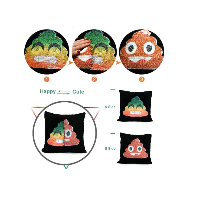 Листать блесток корма Подушка Магия emoji Наволочки две стороны подушки