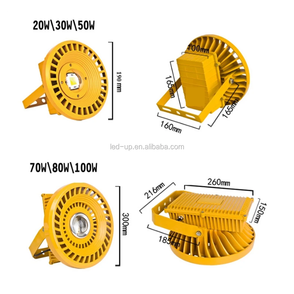 Atex Ex II Marine Offshore Platform Gas Station Anti Glare Led Explosion Proof Flood Light