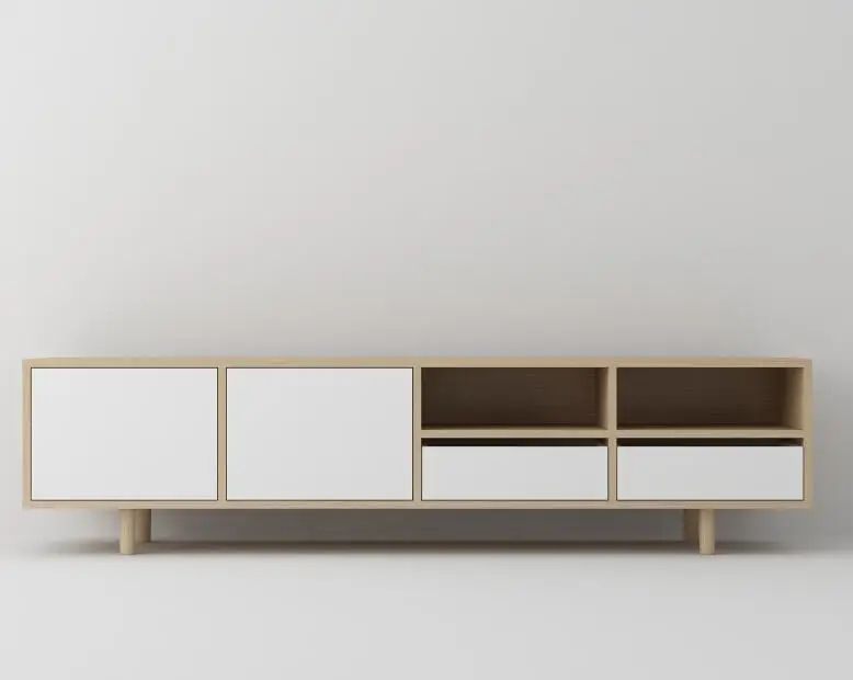 new modern white and natural wood TV stand for living room