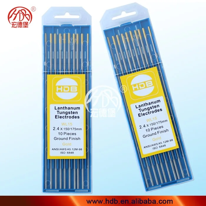 
2.4X175 high quality WL15- 1.5%La GOLD TIG welding tungsten electrodes 