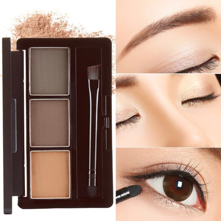 
BCC Top Selling Make Up Cosmetics 3 Color Eyebrow With Eyebrow Powder And Makeup Tool 