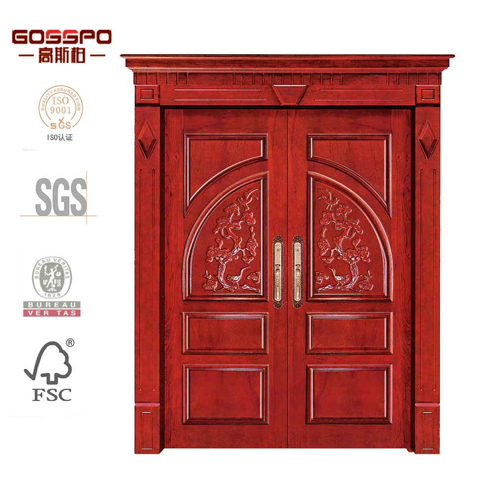 GSP1-005 Solid teak wood timber door mahogany entry carving door