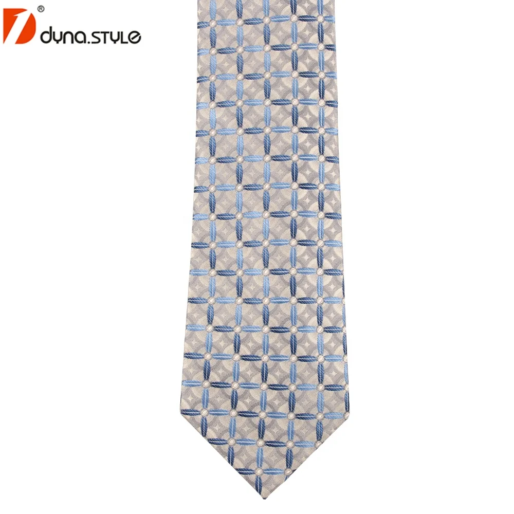Классический стиль серый белый точечный узор 100% натуральный шелк на заказ тканый галстук