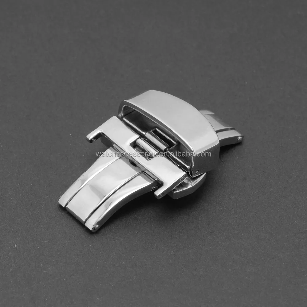 
wholesale price Custom butterfly stainless steel watch buckle Auto Push Button Clasp watchband buckle 