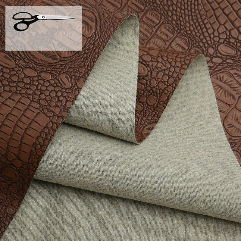 Crocodile Grain Synthetic Leatherette Black Faux PU Leather Upholstery Fabric PVC  foam Leather farics sponge leather