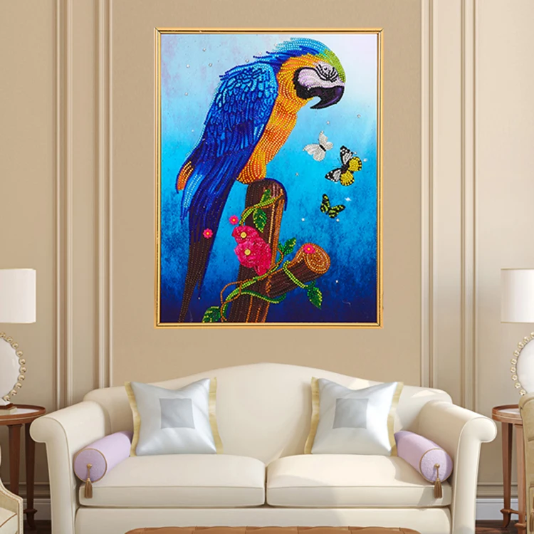 DIY Wall Craft Decor 5D Diamond Painting Animals Parrots Circular Drill Mosaic Rhinestone Decoration Painting