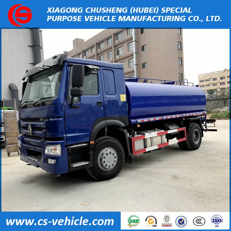 Sinotruk HOWO 4X2 266hp 15000 liter water tank truck 15ton water tanker truck 15000 liter water tank