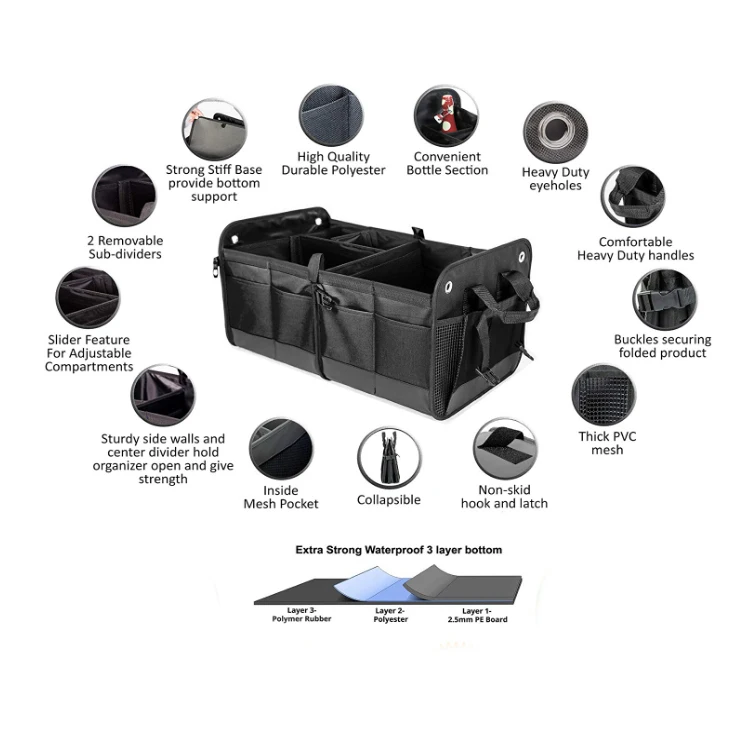 Wholesaler Multi Pocket Large Capacity Folding Car Seat Back Trunk Organizer Storage Bag