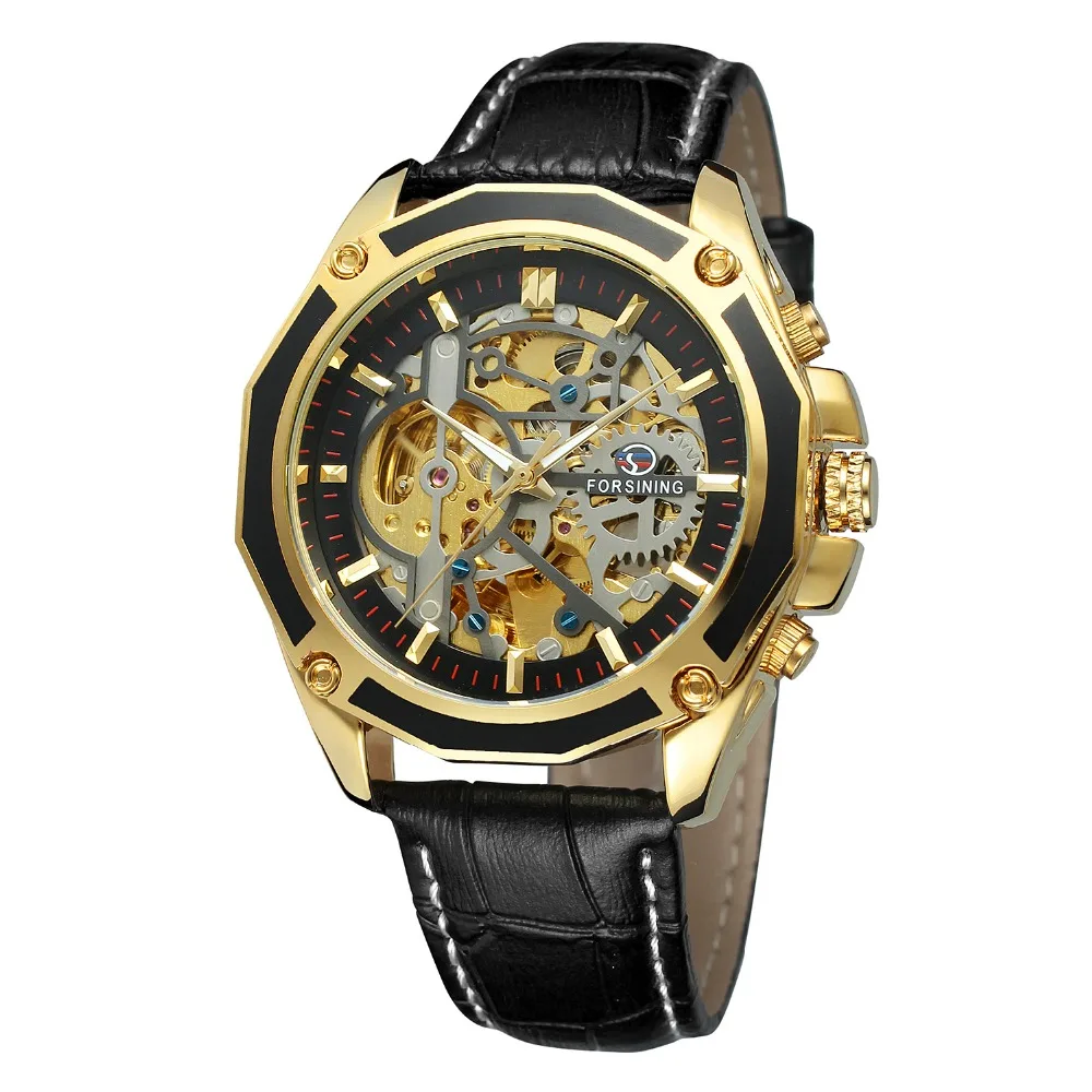 Top 10 Wrist Watch Brands Forsining Saat Mens Gold Reloj Automatic Mechanical Clock Band Your Own Luxury Auto Skeleton Watches