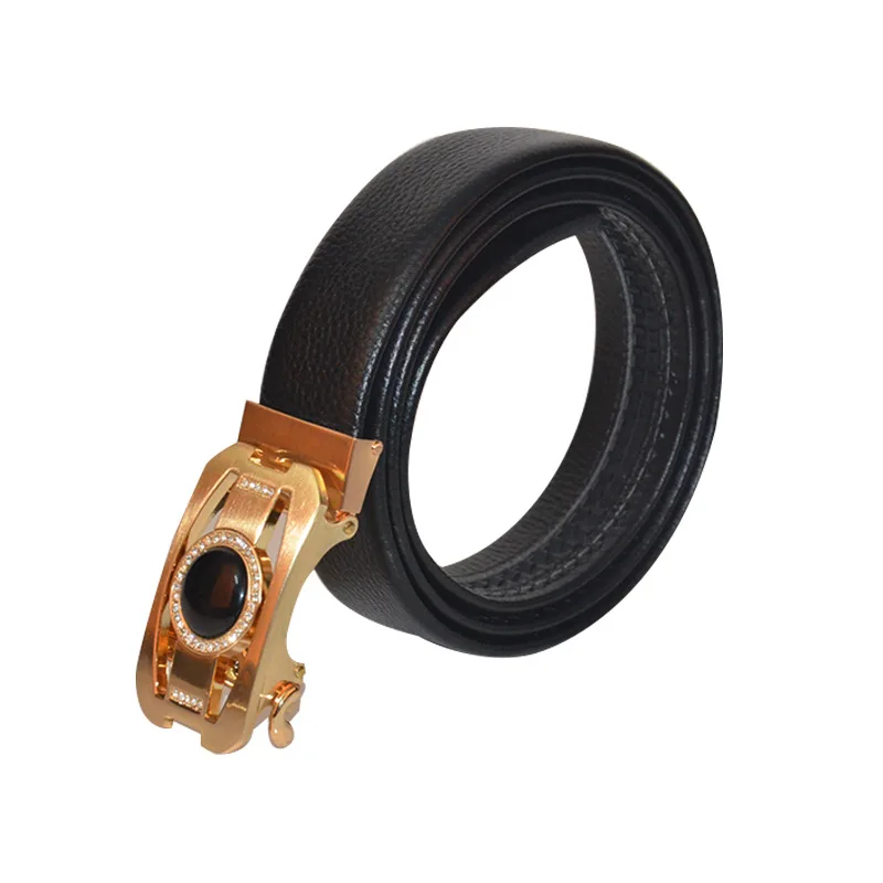 Luxury natural leather belts 3.5cm width high quality easy clip removable turquoise agate stone automatic buckle leather belts