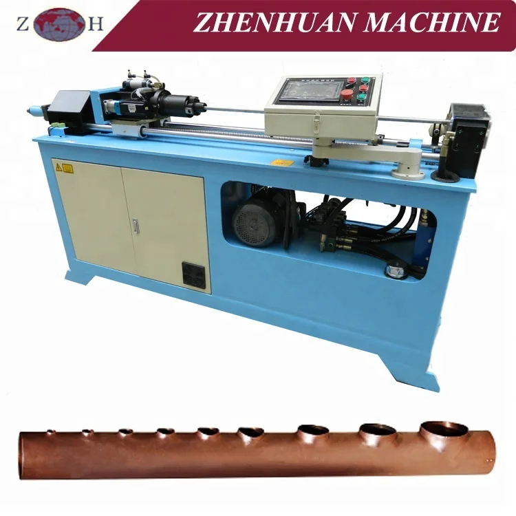 Full automatic copper tube flange hole punching machine for air conditioner & fridge manifold plumbing