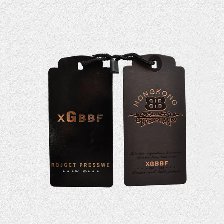 FSC Certified Excellent Quality Black Paper Custom hang tags For Clothes